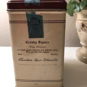 Vintage Crosby Square Pipe Mixture Can from Christian Pepr Tobacco Co